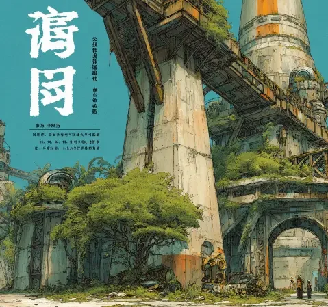 科幻漫画封面，未来都市与机甲